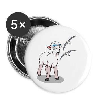 North Sea Baltic Sea Sheep Seagulls Coast Northern Germany - Buttons small 1''/25 mm (5-pack) - white - Front