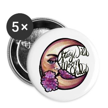 Bleib Wild MoonChild - Buttons klein 25 mm (5er Pack) - Weiß - Vorne