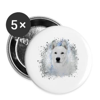 Canaan, chien, graffiti, beige, peinture, rose - Lot de 5 petits badges (25 mm) - blanc - Devant