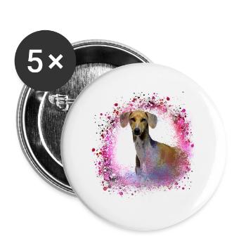 Azawakh, chien, graffiti, rose, peinture, lévrier - Lot de 5 petits badges (25 mm) - blanc - Devant