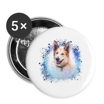 Chinook, dog, graffiti,blue,painting, - Buttons small 1''/25 mm (5-pack) - white - Front