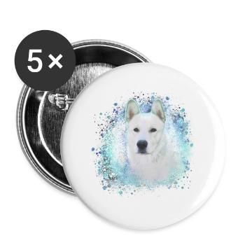 Kanaan, hund, graffiti,beige,malerei,akita - Buttons klein 25 mm (5er Pack) - Weiß - Vorne