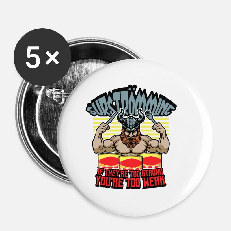 Surströmming - Buttons klein 25 mm (5er Pack) - Weiß