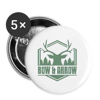 Bow & Arrow Cool Hunter Archery T-Shirt Present - Buttons klein 25 mm (5er Pack) - Weiß - Vorne