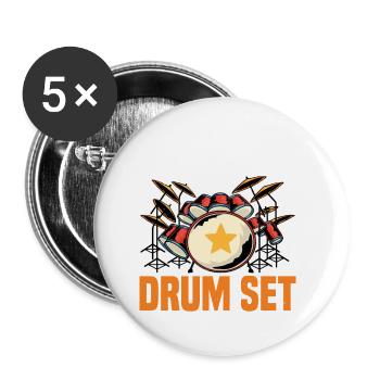 Avez-vous touché ma batterie 8 - Lot de 5 petits badges (25 mm) - blanc - Devant