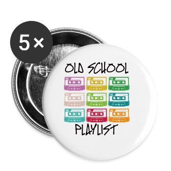 Kassette Diskette VHS Retro Kindheitserinnerung - Buttons klein 25 mm (5er Pack) - Weiß - Vorne