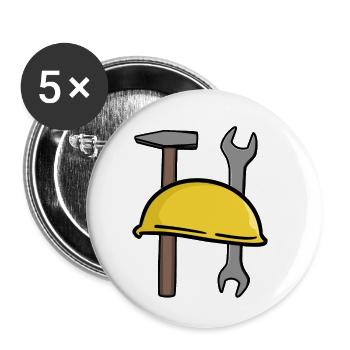 Crafts Safety helmet Tool Construction site Commercial - Buttons small 1''/25 mm (5-pack) - white - Front
