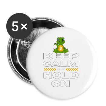 Restez calme et conservez Bitcoin - Lot de 5 petits badges (25 mm) - blanc - Devant