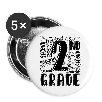 Second Grade - Buttons small 1''/25 mm (5-pack) - white - Front
