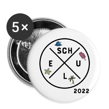 Schule 2022 - Buttons klein 25 mm (5er Pack) - Weiß - Vorne