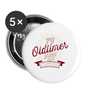 79. Geburtstag Oldtimer - Buttons klein 25 mm (5er Pack) - Weiß - Vorne