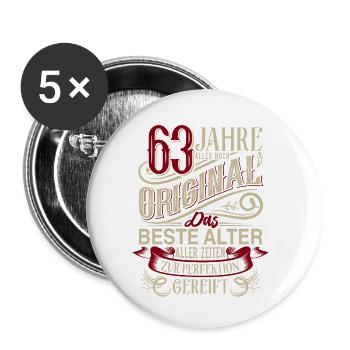 63. Geburtstag Vintage Retro - Buttons klein 25 mm (5er Pack) - Weiß - Vorne