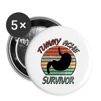 Tummy Ache Survivor Vintage Retro Sunset ✅⭐⭐⭐⭐⭐✅ - Lot de 5 petits badges (25 mm) - blanc - Devant