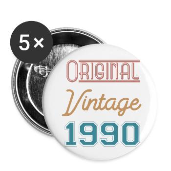 1990 - original vintage - année de naissance - Lot de 5 petits badges (25 mm) - blanc - Devant