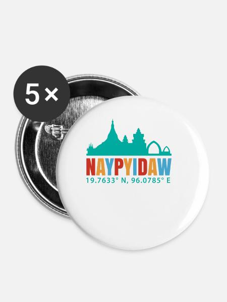 Naypyidaw - Buttons klein 25 mm (5er Pack) - Weiß