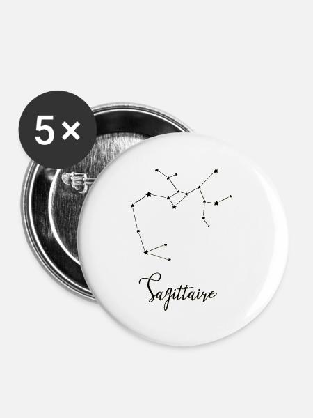 Astro Sagittaire Constellation - Lot de 5 petits badges (25 mm) - blanc