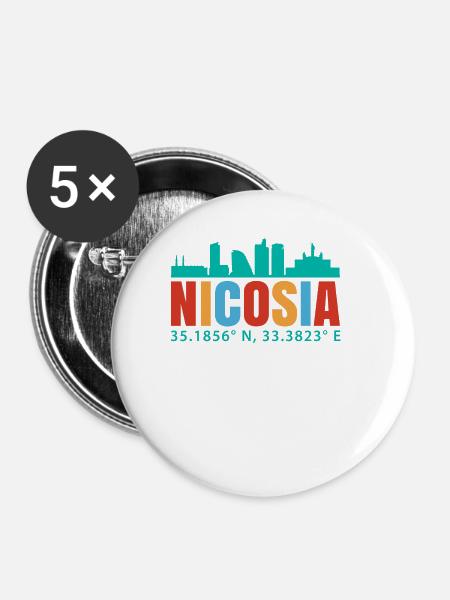 Nikosia - Buttons klein 25 mm (5er Pack) - Weiß