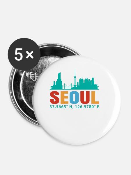 Seoul - Buttons klein 25 mm (5er Pack) - Weiß