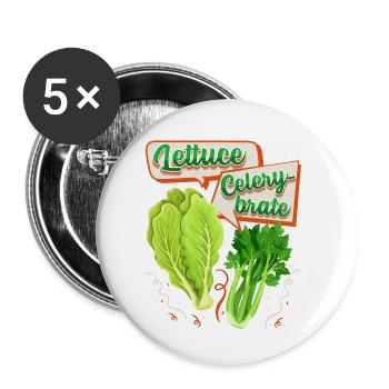 Celery, salad funny saying, pun - Buttons small 1''/25 mm (5-pack) - white - Front