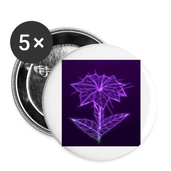 Polygonale Neon Rose - Buttons klein 25 mm (5er Pack) - Weiß - Vorne