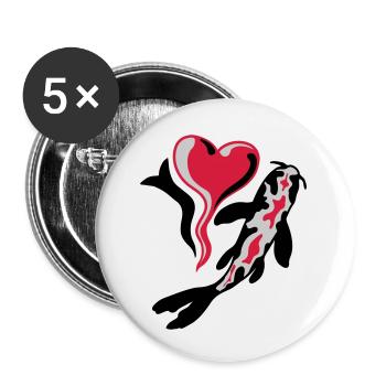 I Love Koi Fish - Buttons small 1''/25 mm (5-pack) - white - Front