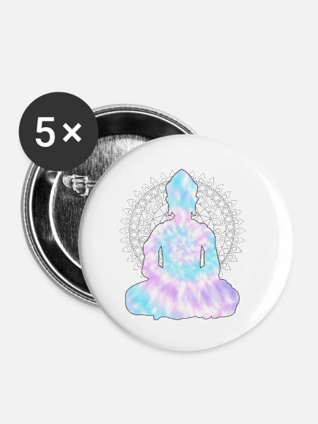 Buddha TieDye - Buttons klein 25 mm (5er Pack) - Weiß