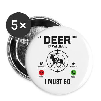 Buck Deer Hunting Hunter Phone - Buttons small 1''/25 mm (5-pack) - white - Front