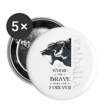 Valhalla Wikinger Grizzly Bär Wotansknoten Norse - Buttons klein 25 mm (5er Pack) - Weiß - Vorne