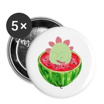 Süßer Dino auf Melone 💗 Design für die Familie - Buttons klein 25 mm (5er Pack) - Weiß - Vorne