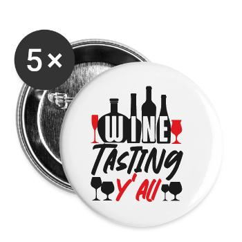 Sommelier Wine Drinking Tasting - Buttons small 1''/25 mm (5-pack) - white - Front