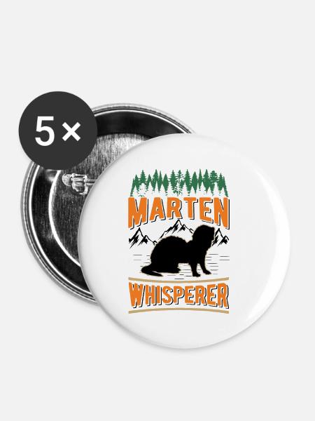 Marder Flüsterer Baummarder - Buttons klein 25 mm (5er Pack) - Weiß