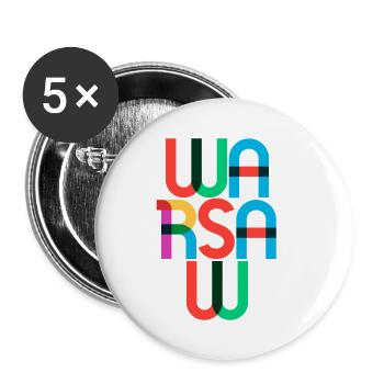 Warsaw Poland CMYK Pop Art Style - Buttons small 1''/25 mm (5-pack) - white - Front