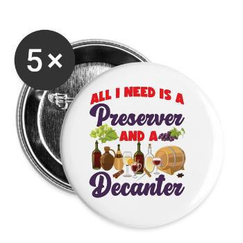 Sommelier Wine Drinking Tasting - Buttons small 1''/25 mm (5-pack) - white - Front