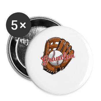 Grand-père de baseball pour le grand-père de baseball softball - Lot de 5 petits badges (25 mm) - blanc - Devant