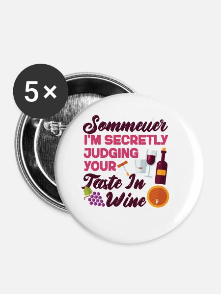 Sommelier Wine Drinking Tasting - Buttons klein 25 mm (5er Pack) - Weiß