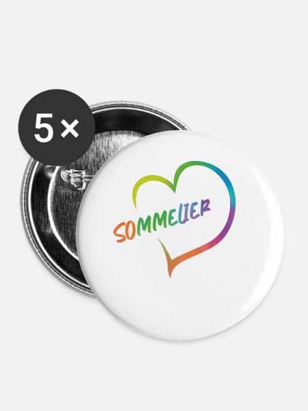 Sommelier Wine Drinking Tasting - Buttons klein 25 mm (5er Pack) - Weiß