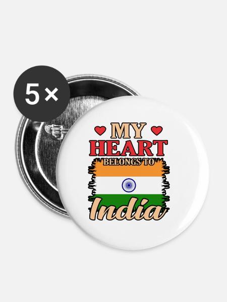 Indien - Buttons klein 25 mm (5er Pack) - Weiß