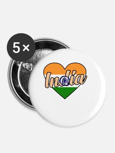 Indien - Buttons klein 25 mm (5er Pack) - Weiß