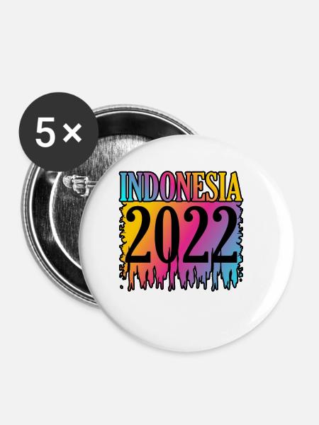 Indonesien - Buttons klein 25 mm (5er Pack) - Weiß