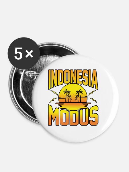 Indonesien - Buttons klein 25 mm (5er Pack) - Weiß