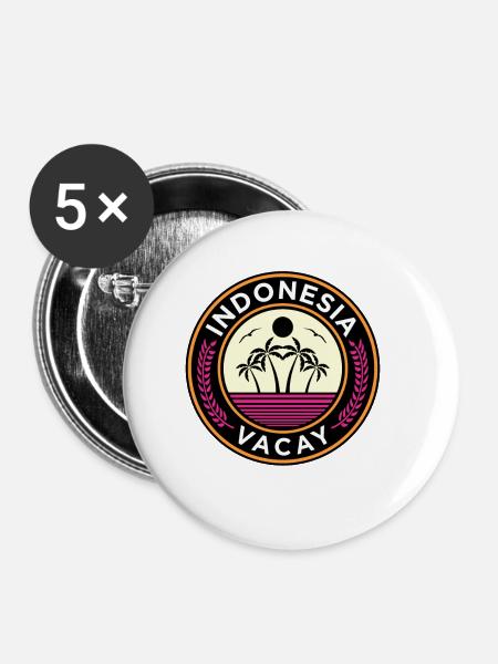 Indonesien - Buttons klein 25 mm (5er Pack) - Weiß