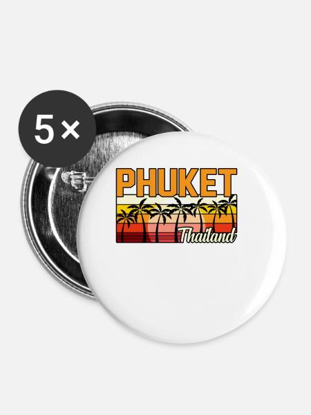 Thailand - Buttons klein 25 mm (5er Pack) - Weiß