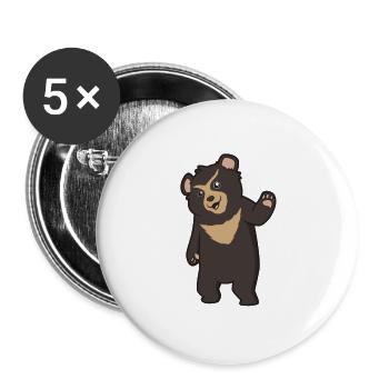 Kawaii Spectacled Bear - Buttons small 1''/25 mm (5-pack) - white - Front