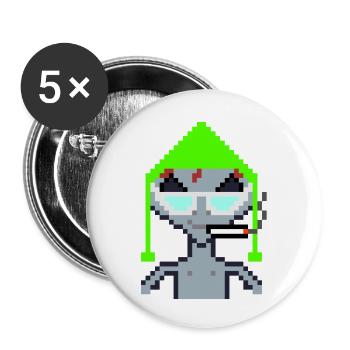 Pixel Alien "Summer Smoke" - Buttons klein 25 mm (5er Pack) - Weiß - Vorne