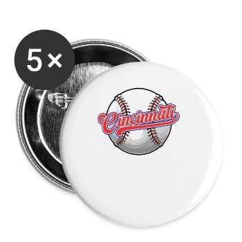 Vintage Cincinnati City Baseball En Détresse Drôle - Lot de 5 petits badges (25 mm) - blanc - Devant