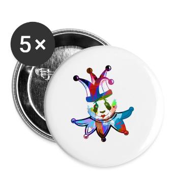 arlequin, panda, illustration, pantomime, panda coloré - Lot de 5 petits badges (25 mm) - blanc - Devant