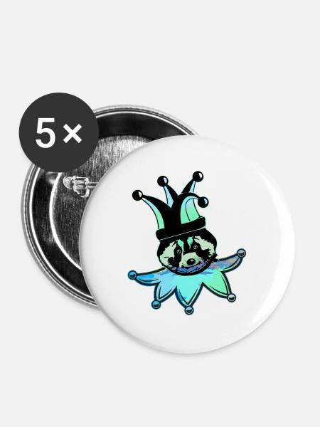 waschbär,bär,graffiti,malerei,blau,harlekin - Buttons klein 25 mm (5er Pack) - Weiß