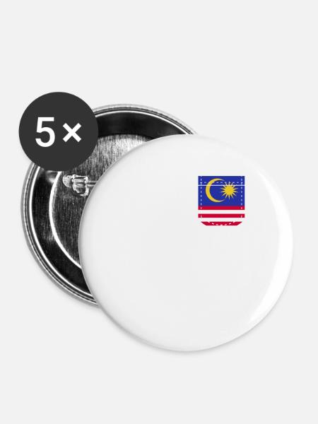 Malaysia - Buttons klein 25 mm (5er Pack) - Weiß
