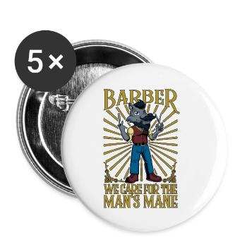 We care for the man's mane - Barber - Buttons small 1''/25 mm (5-pack) - white - Front