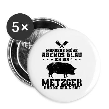 Fleischer Metzger - Buttons klein 25 mm (5er Pack) - Weiß - Vorne